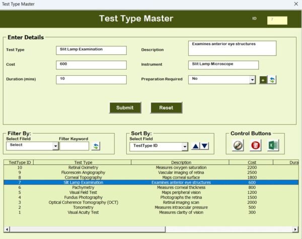 Multispecialty Clinic Management System V1.0 in Excel - Image 7
