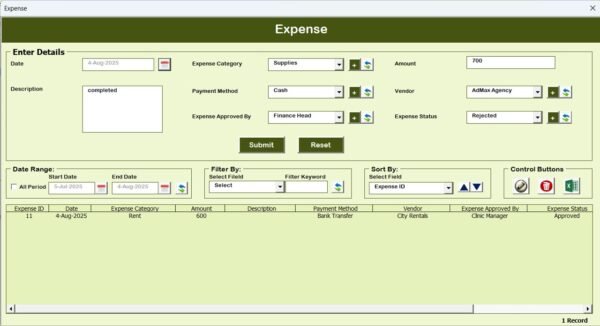 Multispecialty Clinic Management System V1.0 in Excel - Image 10