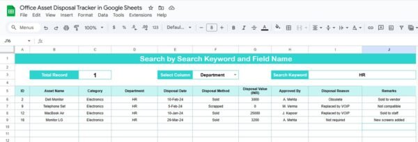 Office Asset Disposal Tracker in Google Sheets - Image 3