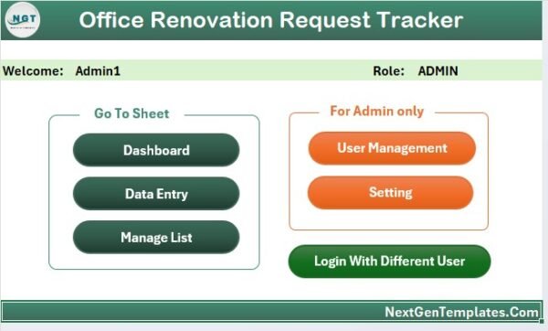 Office Renovation Request Tracker in Excel - Image 3