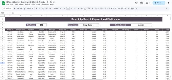 Office Utilization Dashboard in Google Sheets - Image 3