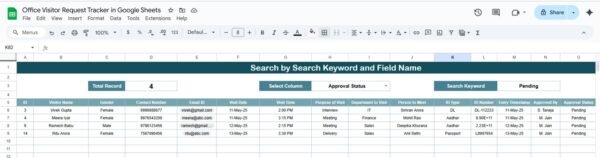 Office Visitor Request Tracker in Google Sheets - Image 2