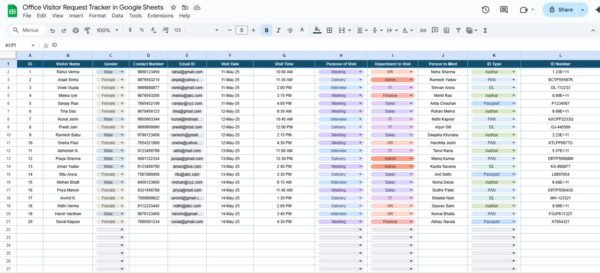 Office Visitor Request Tracker in Google Sheets - Image 3