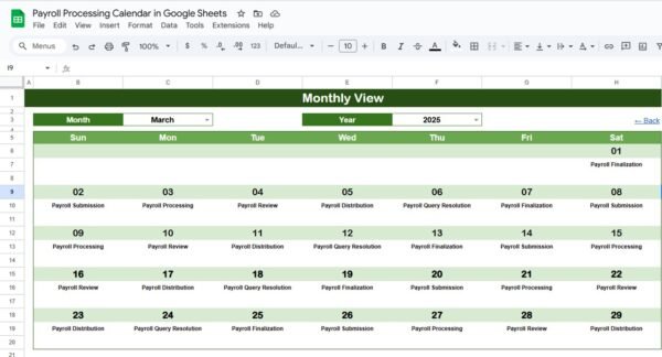 Payroll Processing Calendar in Google Sheets - Image 4