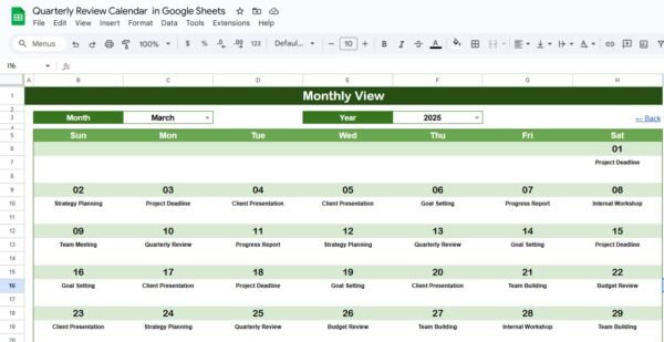 Quarterly Review Calendar in Google Sheets - Image 4