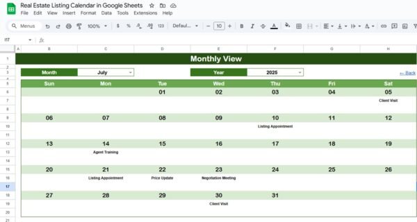 Real Estate Listing Calendar in Google Sheets - Image 4
