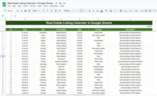 Real Estate Listing Calendar in Google Sheets - Image 6