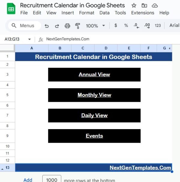 Recruitment Calendar in Google Sheets - Image 2