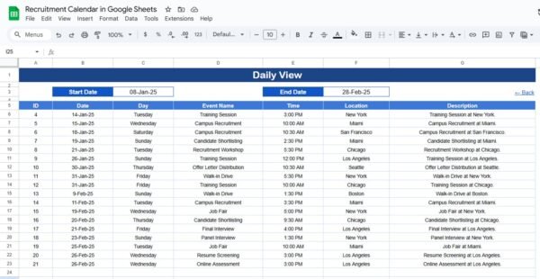 Recruitment Calendar in Google Sheets - Image 5