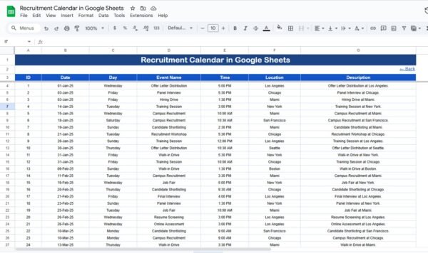 Recruitment Calendar in Google Sheets - Image 6