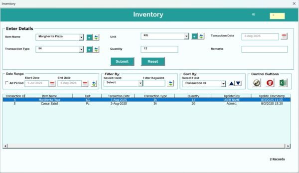 Restaurant Management System V2.0 in Excel VBA - Image 13