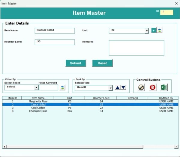 Restaurant Management System V2.0 in Excel VBA - Image 9