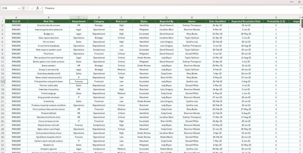 Risk Management Report in Excel - Next Gen Templates