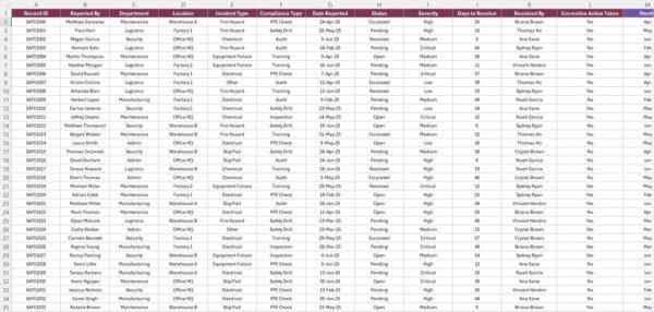 Safety and Compliance Report in Excel - Image 4
