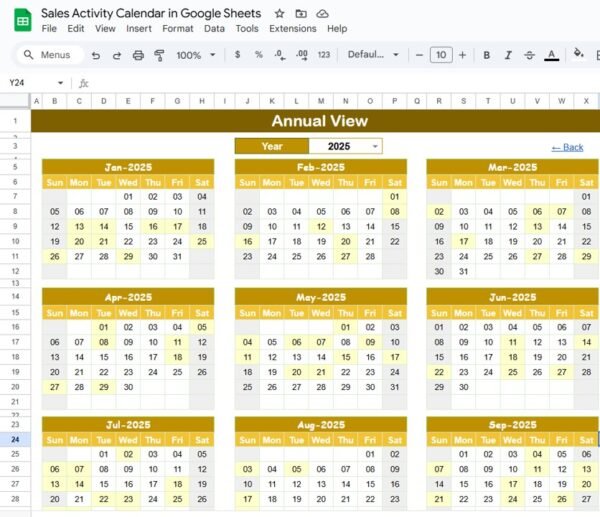 Sales Activity Calendar in Google Sheets - Image 3