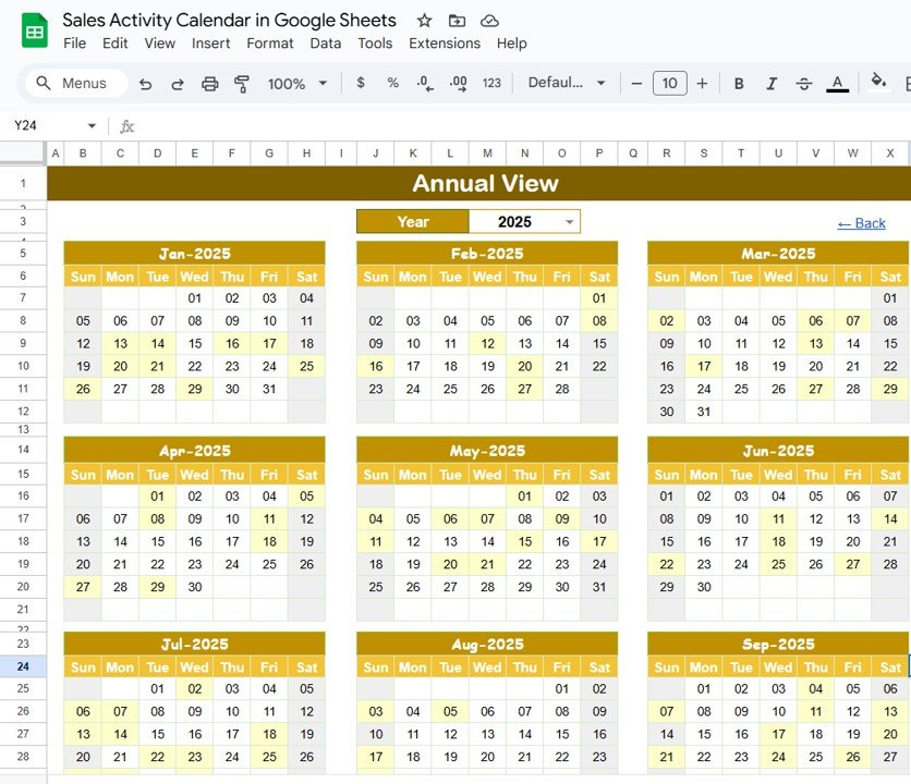 Sales Activity Calendar in Google Sheets