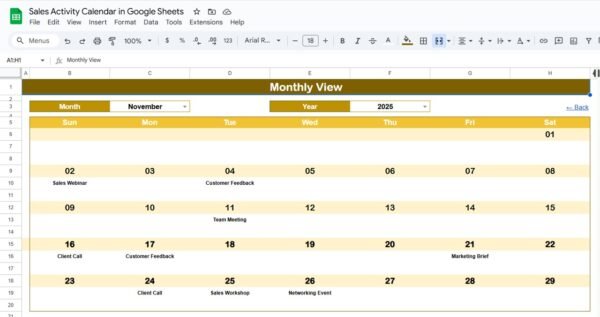 Sales Activity Calendar in Google Sheets - Image 4