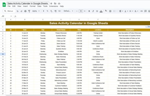 Sales Activity Calendar in Google Sheets - Image 6