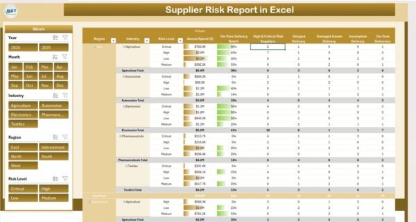 Supplier Risk Report in Excel In Excel - Image 3