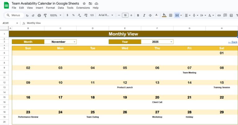 Team Availability Calendar in Google Sheets - Next Gen Templates