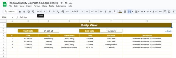 Team Availability Calendar in Google Sheets - Image 5