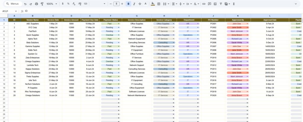 Vendor Invoice Submission Tracker in Google Sheets - Next Gen Templates