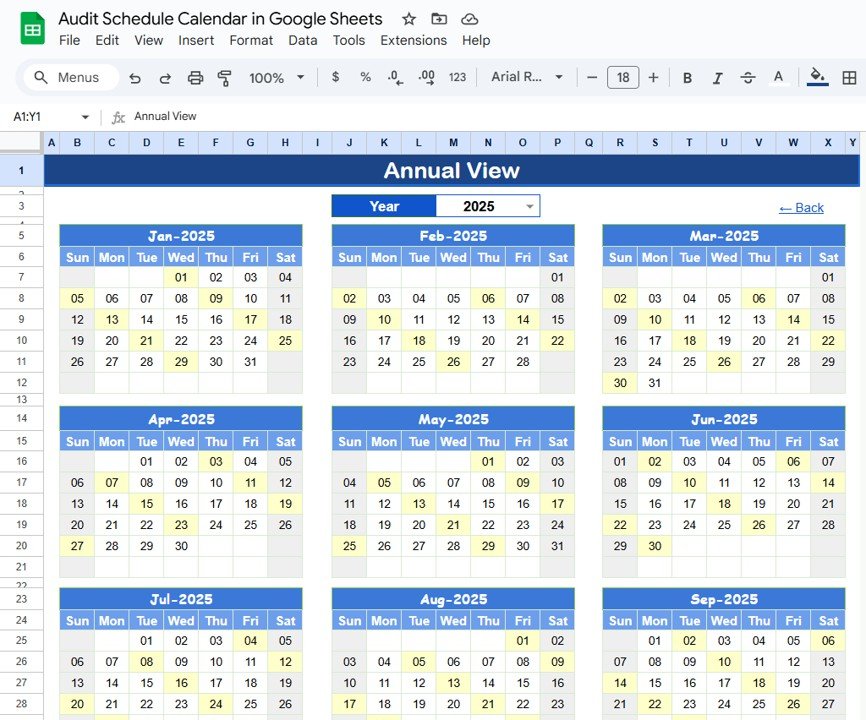 Audit Schedule Calendar in Google Sheets