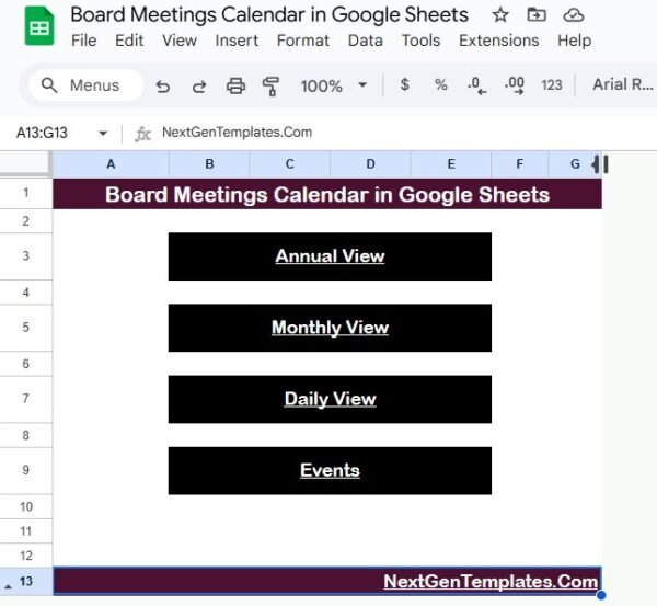 Board Meetings Calendar in Google Sheets - Image 2