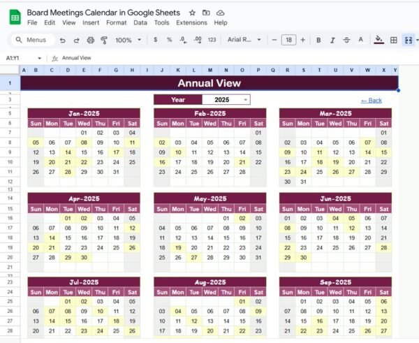 Board Meetings Calendar in Google Sheets - Image 3