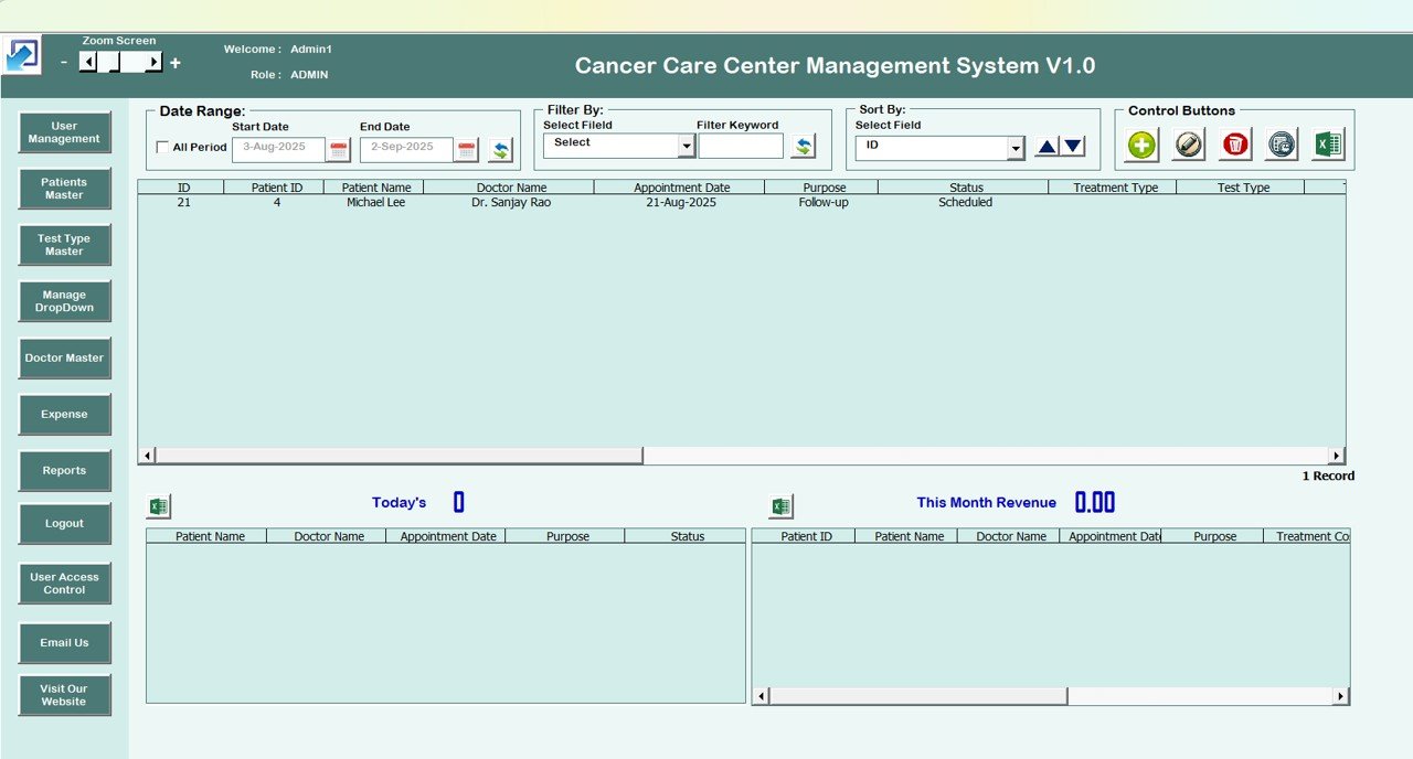 Cancer Care Center Management System V1.0