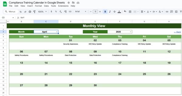 Compliance Training Calendar in Google Sheets - Image 4