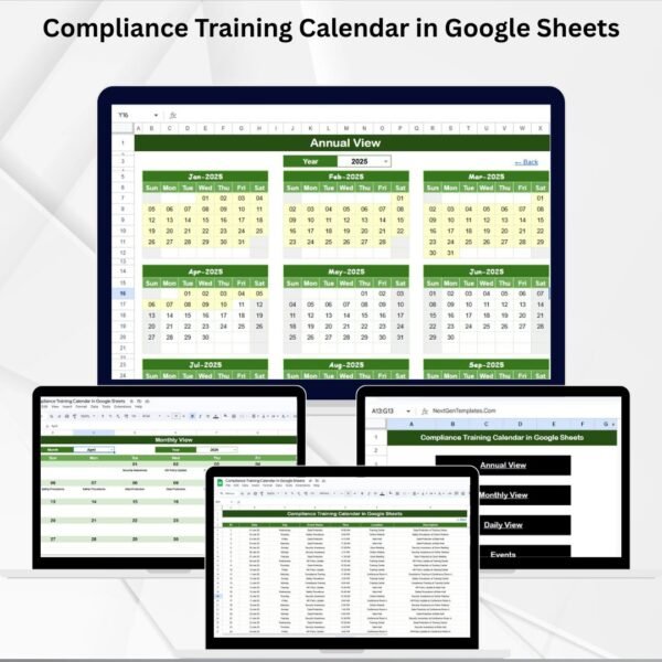 Compliance Training Calendar in Google Sheets