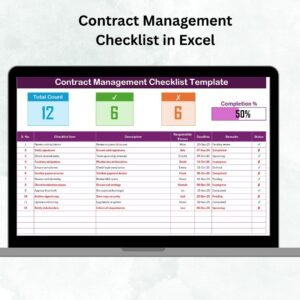 Contract Management Checklist in Excel