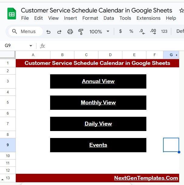 Customer Service Schedule Calendar in Google Sheets - Image 2