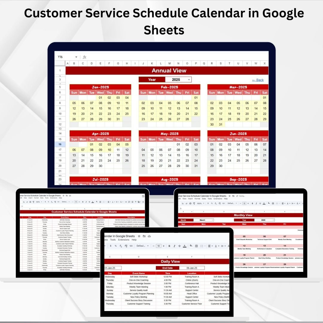 Customer Service Schedule Calendar in Google Sheets