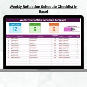 Weekly Reflection Schedule Checklist in Excel