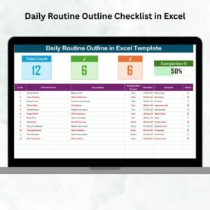 Daily Routine Outline Checklist in Excel