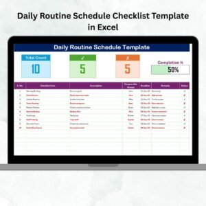 Daily Routine Schedule Checklist Template in Excel