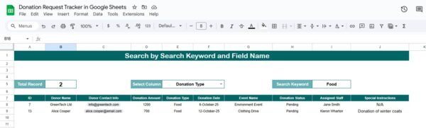 Donation Request Tracker in Google Sheets - Image 3