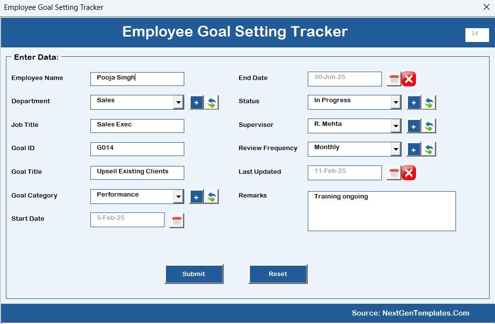 Employee Goal Setting Tracker in Excel - Image 6