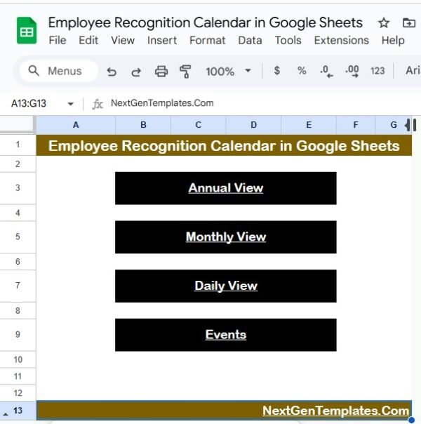 Employee Recognition Calendar in Google Sheets - Image 2