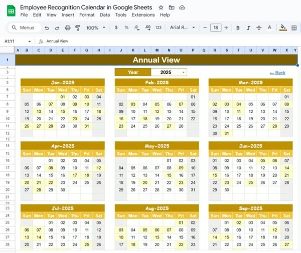 Employee Recognition Calendar in Google Sheets - Image 3