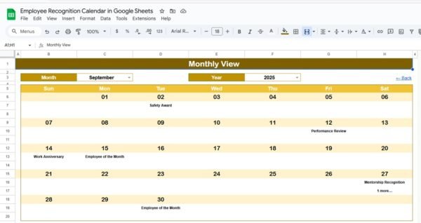 Employee Recognition Calendar in Google Sheets - Image 4