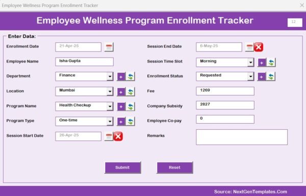 Employee Wellness Program Enrolment Tracker in Excel - Image 6