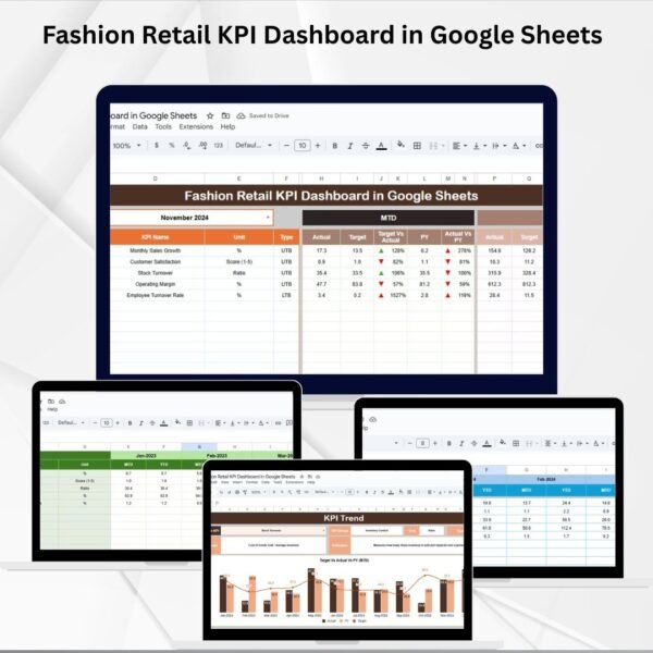 Fashion Retail KPI Dashboard in Google Sheets