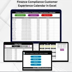 Finance Compliance Customer Experience Calendar in Excel