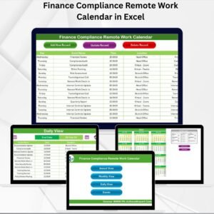 Finance Compliance Remote Work Calendar in Excel