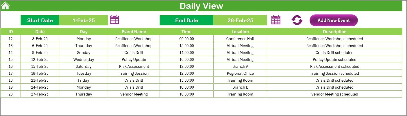 Finance Compliance Supply Chain Resilience Calendar in Excel - Image 5