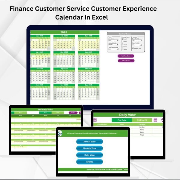 Finance Customer Service Customer Experience Calendar in Excel
