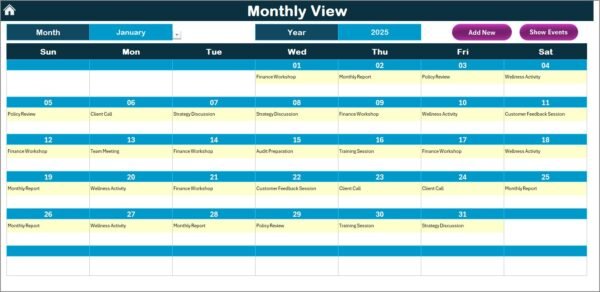 Finance Customer Service Remote Work Calendar in Excel - Image 4
